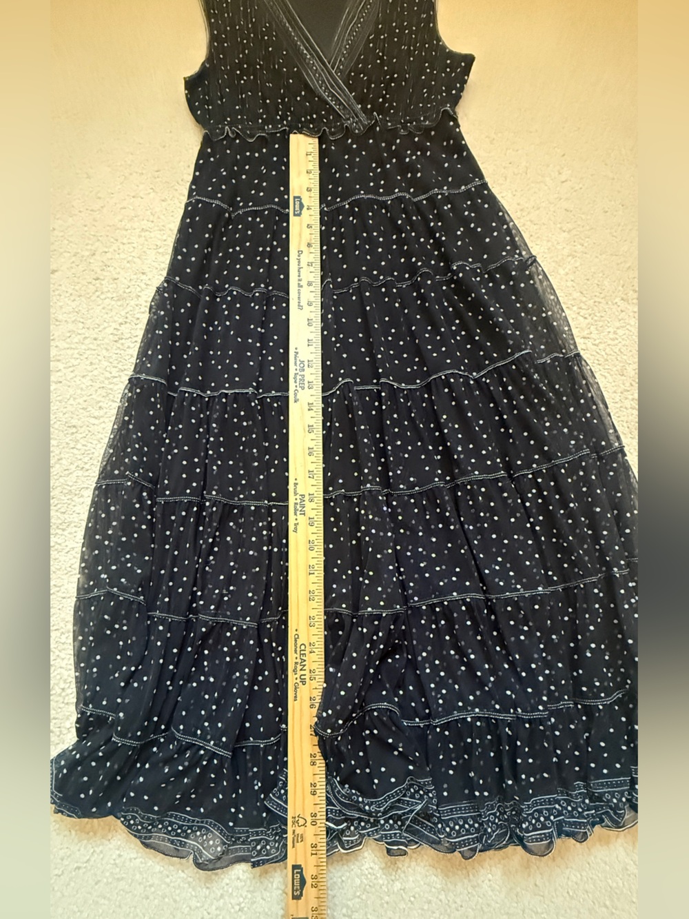 Lands' End Black Maxi Dress with White Dot Print